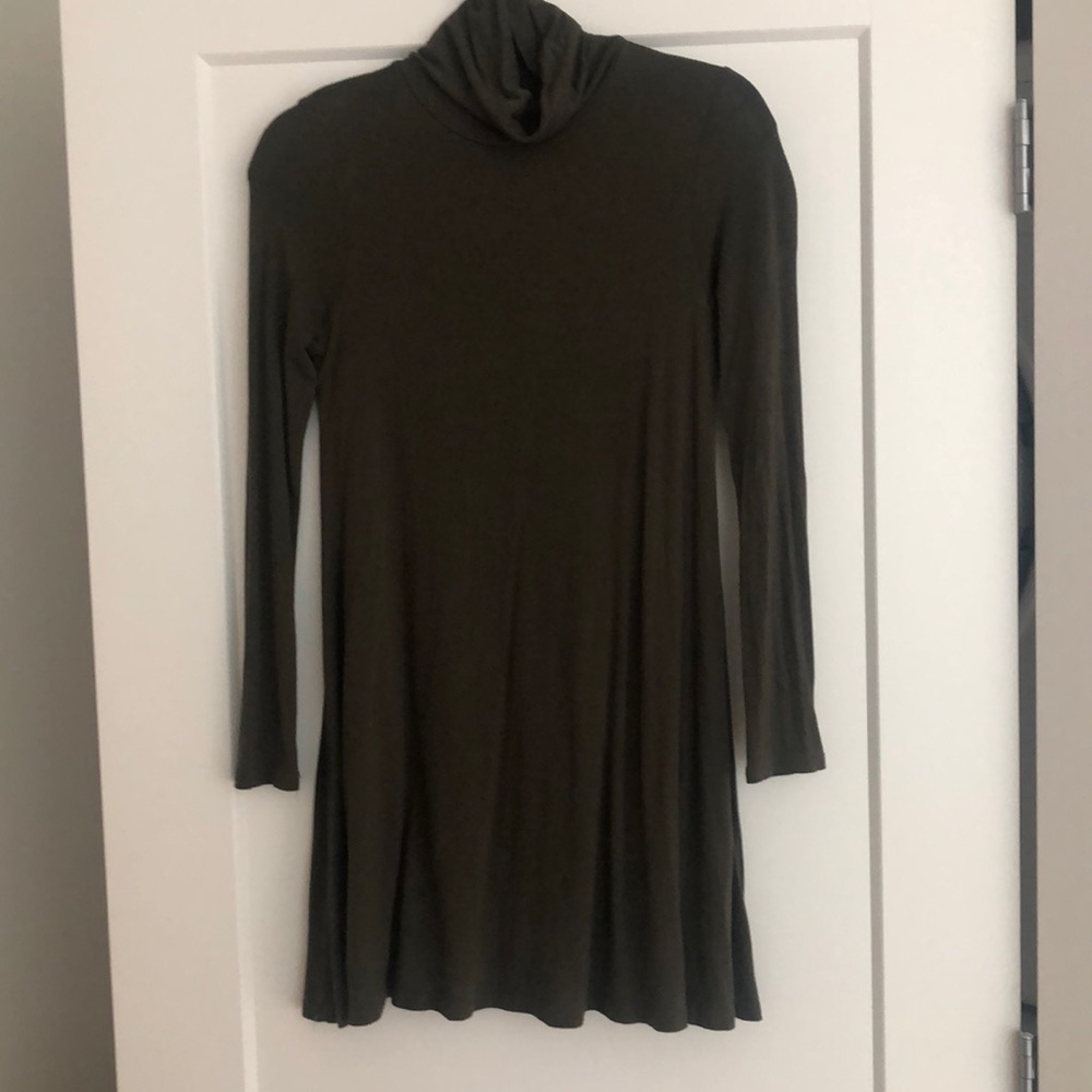 Olive green turtle neck dress